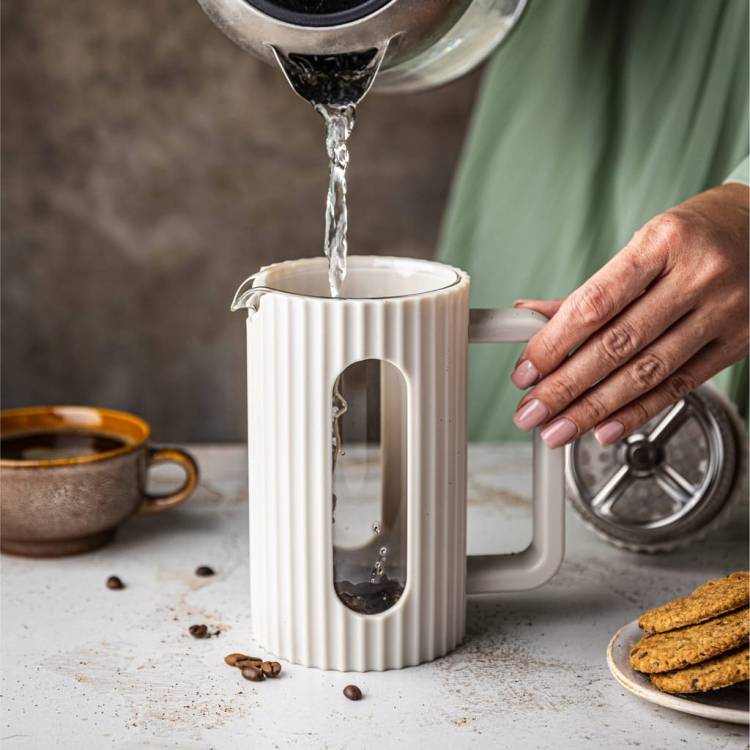 ZAPARZACZ DO HERBATY KAWY ZIÓŁ DZBANEK TŁOKOWY FRENCH PRESS KREMOWY 600 ml