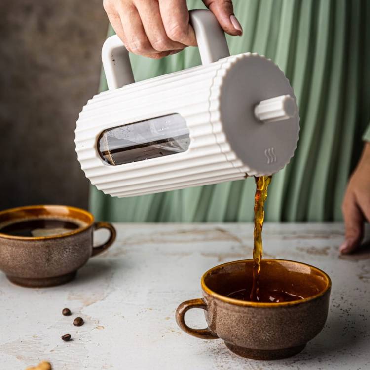 ZAPARZACZ DO HERBATY KAWY ZIÓŁ DZBANEK TŁOKOWY FRENCH PRESS KREMOWY 600 ml