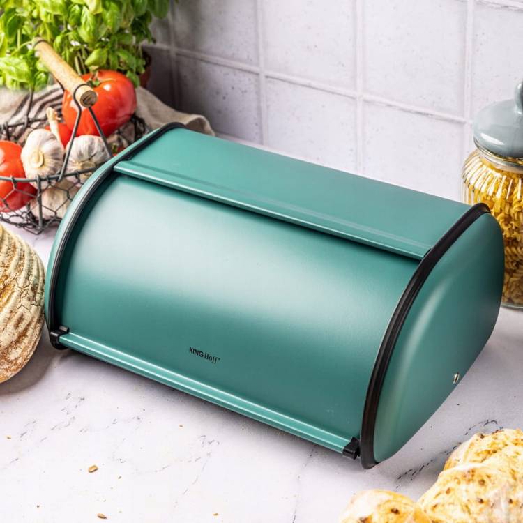 Chlebak stalowy duży 44cm matowy ZIELONY KINGHOFF KH-1867