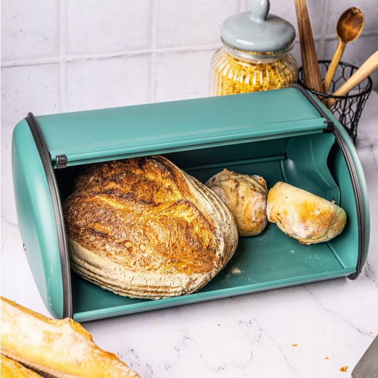 Chlebak stalowy duży 44cm matowy ZIELONY KINGHOFF KH-1867