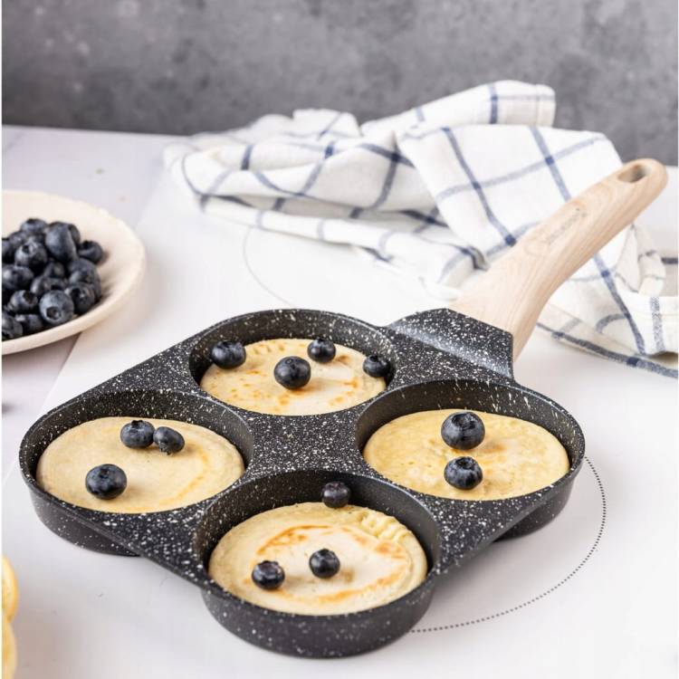 Patelnia z powłoką Marmurkową 4 sekcje czarna Jajek Placuszków KLAUSBERG