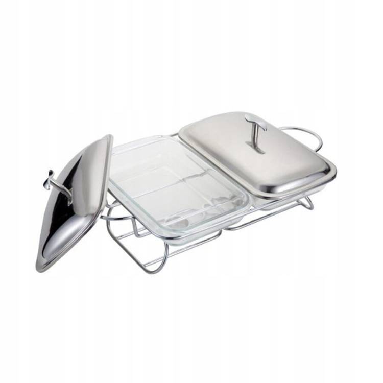 NACZYNIA SZKLANE na podgrzewaczu prostokątne Tadar Longa 2 x 1,5 l