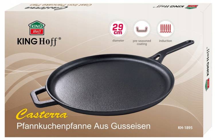 Patelnia ŻELIWNA do Naleśników 29 cm Placków INDUKCJA GAZ KINGHOFF KH-1895