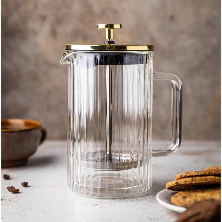 Zaparzacz do kawy herbaty szklany 1litr French Press złoty KLAUSBERG KB7760