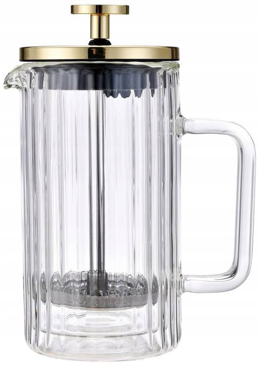 Zaparzacz do kawy herbaty szklany 1litr French Press złoty KLAUSBERG KB7760