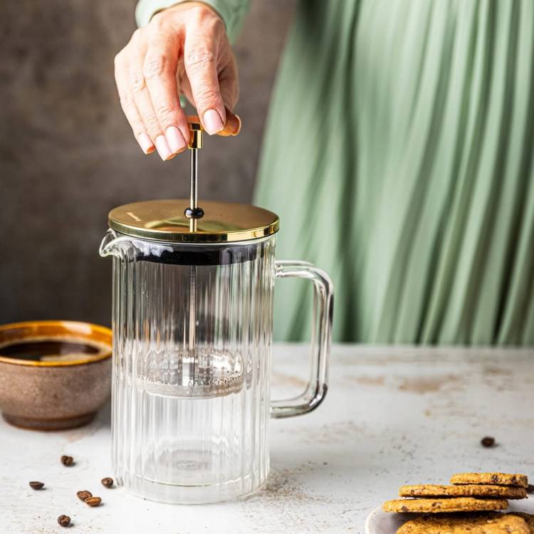 Zaparzacz do kawy herbaty szklany 1litr French Press złoty KLAUSBERG KB7760