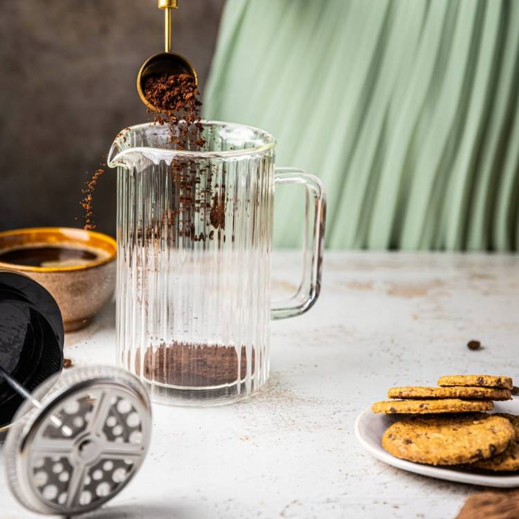 Zaparzacz do kawy herbaty szklany 1litr French Press złoty KLAUSBERG KB7760