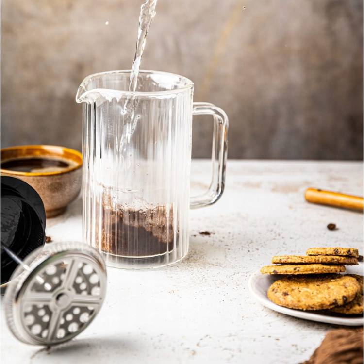 Zaparzacz do kawy herbaty szklany 1litr French Press złoty KLAUSBERG KB7760