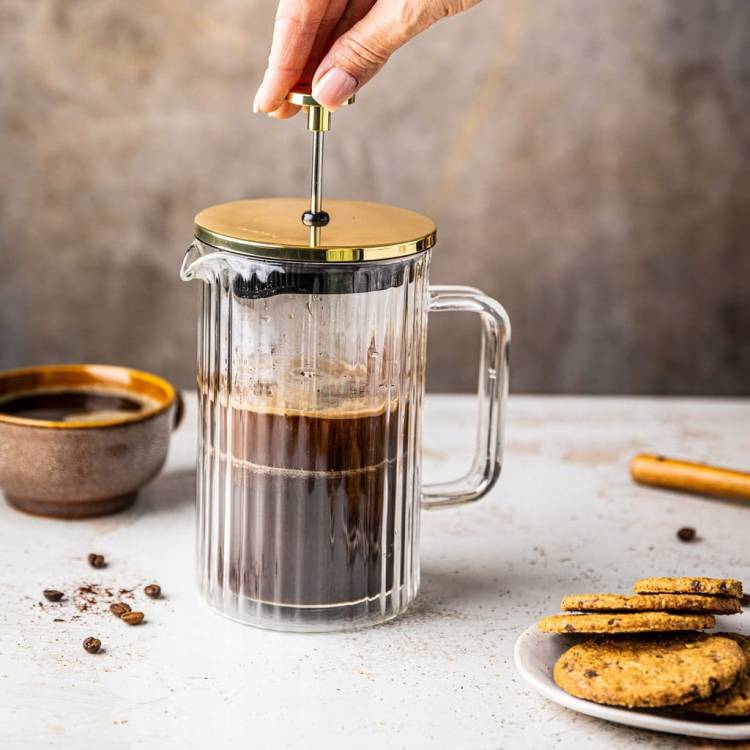 Zaparzacz do kawy herbaty szklany 1litr French Press złoty KLAUSBERG KB7760