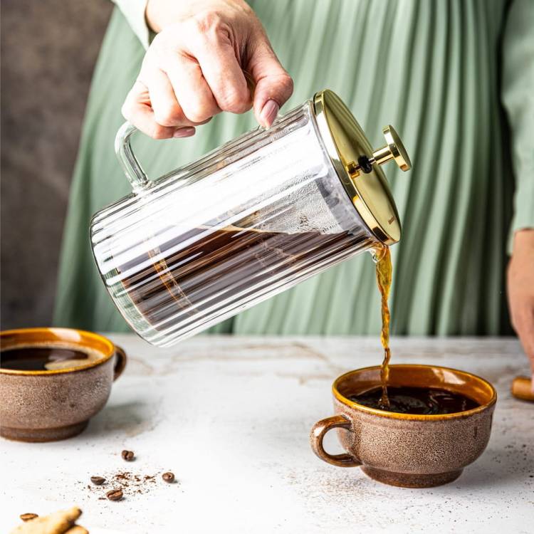 Zaparzacz do kawy herbaty szklany 1litr French Press złoty KLAUSBERG KB7760
