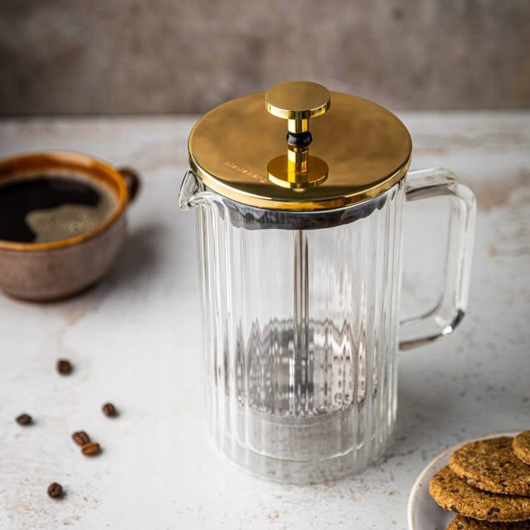 Zaparzacz do kawy herbaty szklany 1litr French Press złoty KLAUSBERG KB7760