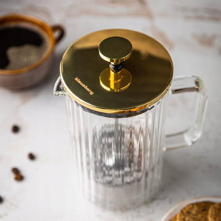 Zaparzacz do kawy herbaty szklany 1litr French Press złoty KLAUSBERG KB7760