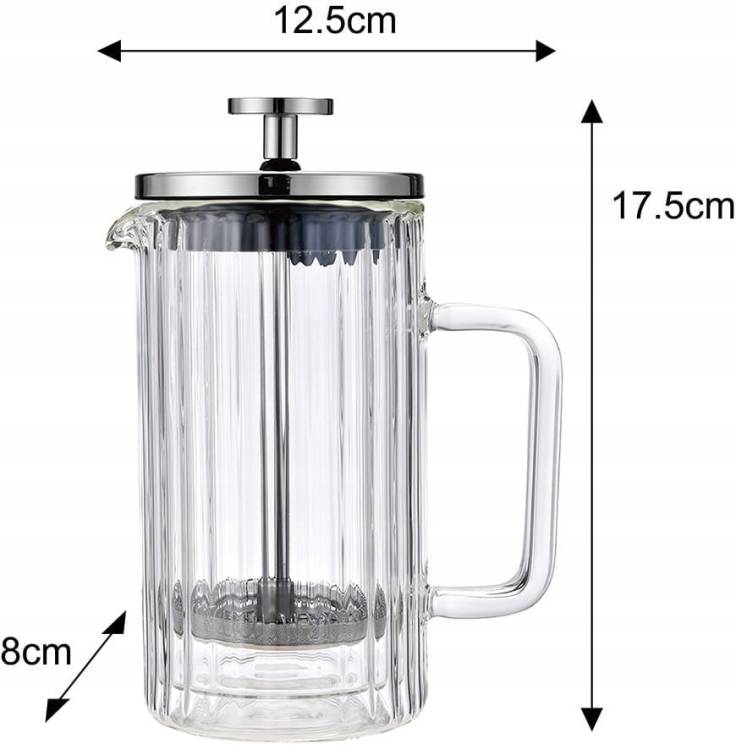 Zaparzacz do kawy herbaty szklany 0,35L French Press Srebrny KLAUSBERG 7756