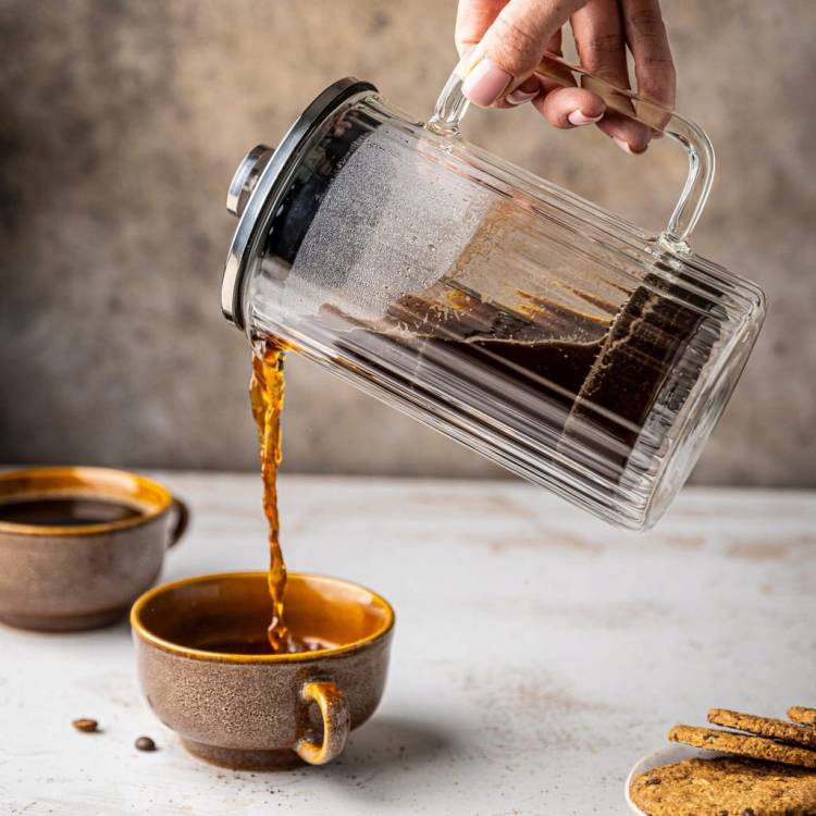 Zaparzacz do kawy herbaty szklany 0,35L French Press Srebrny KLAUSBERG 7756