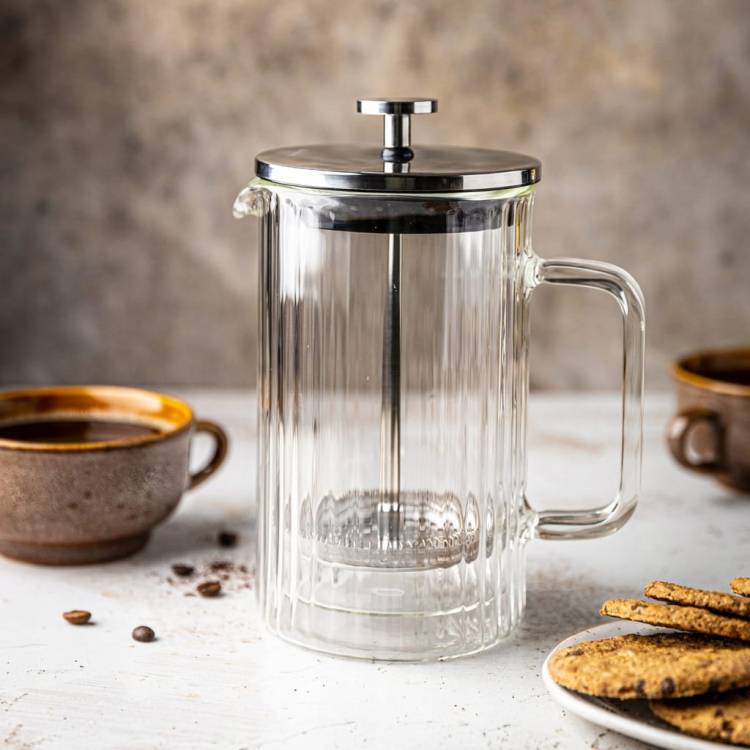 Zaparzacz do kawy herbaty szklany 0,6 L French Press Srebrny KLAUSBERG 7757