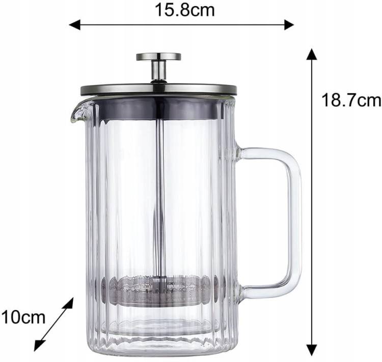 Zaparzacz do kawy herbaty szklany 0,6 L French Press Srebrny KLAUSBERG 7757