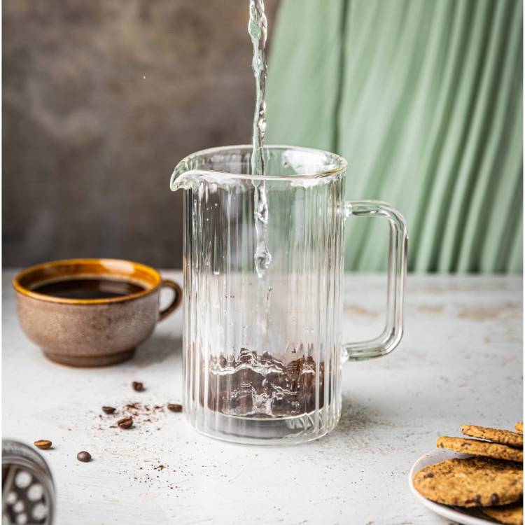 Zaparzacz do kawy herbaty szklany 0,6 L French Press Srebrny KLAUSBERG 7757
