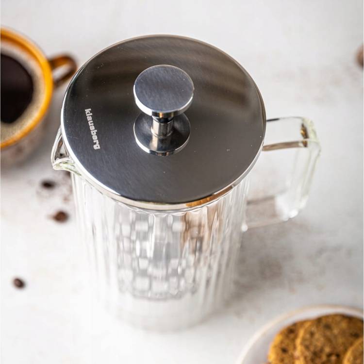 Zaparzacz do kawy herbaty szklany 0,6 L French Press Srebrny KLAUSBERG 7757