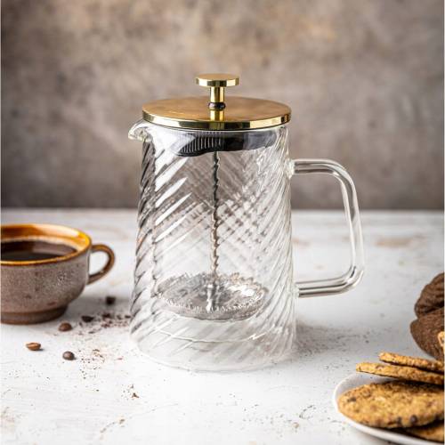 Złoty Zaparzacz do kawy herbaty szklany 0,35L French Press KLAUSBERG 7765