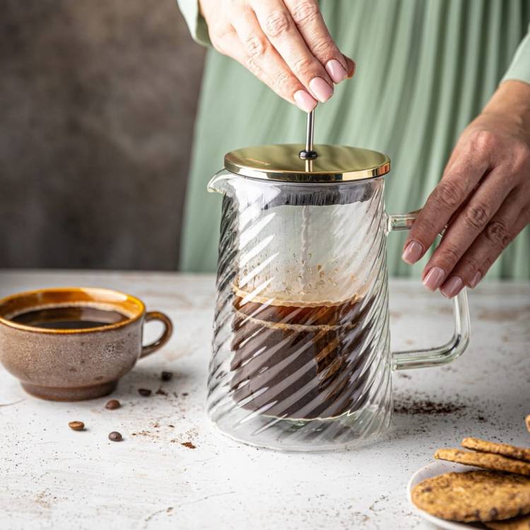 Złoty Zaparzacz do kawy herbaty szklany 0,35L French Press KLAUSBERG 7765
