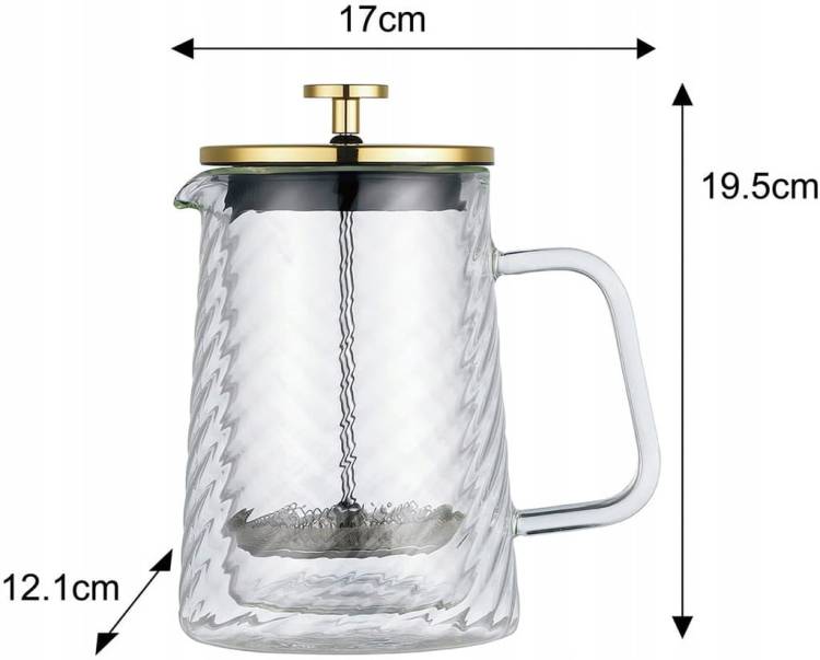 Złoty Zaparzacz do kawy herbaty szklany 0,6 Lit French Press KLAUSBERG 7766