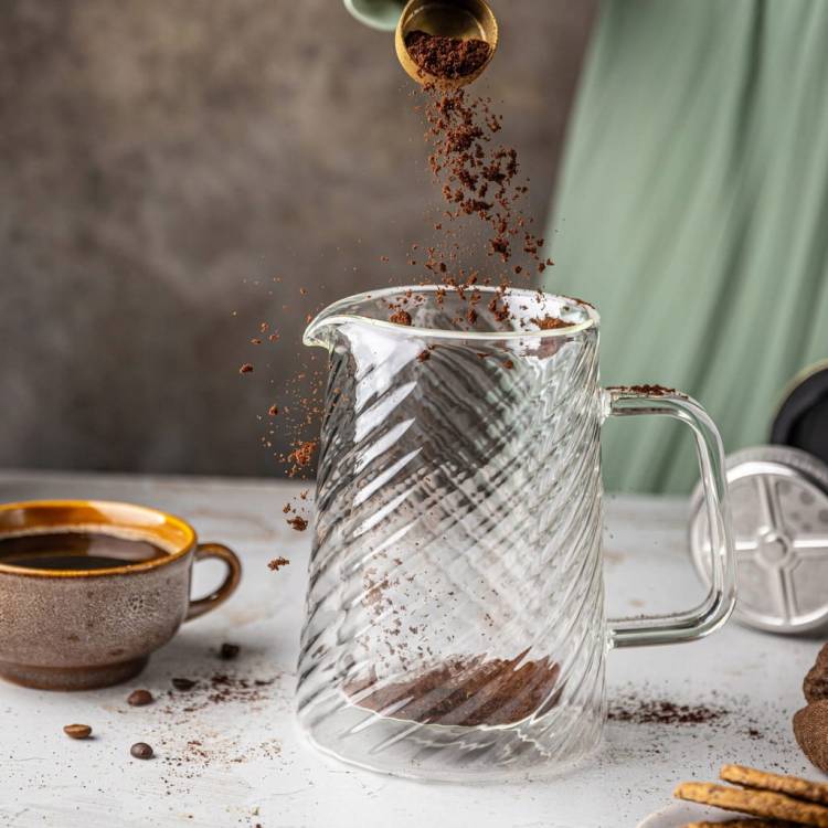 Złoty Zaparzacz do kawy herbaty szklany 0,6 Lit French Press KLAUSBERG 7766