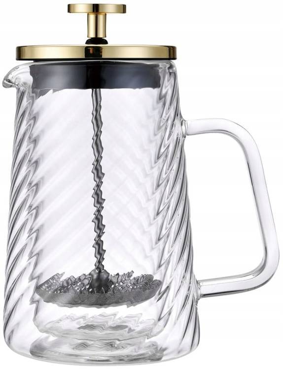 Złoty Zaparzacz do kawy herbaty szklany 1 Lit French Press KLAUSBERG 7767