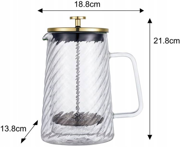 Złoty Zaparzacz do kawy herbaty szklany 1 Lit French Press KLAUSBERG 7767