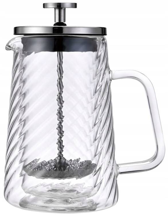 Srebrny Zaparzacz do kawy herbaty szklany 350 French Press KLAUSBERG 7762
