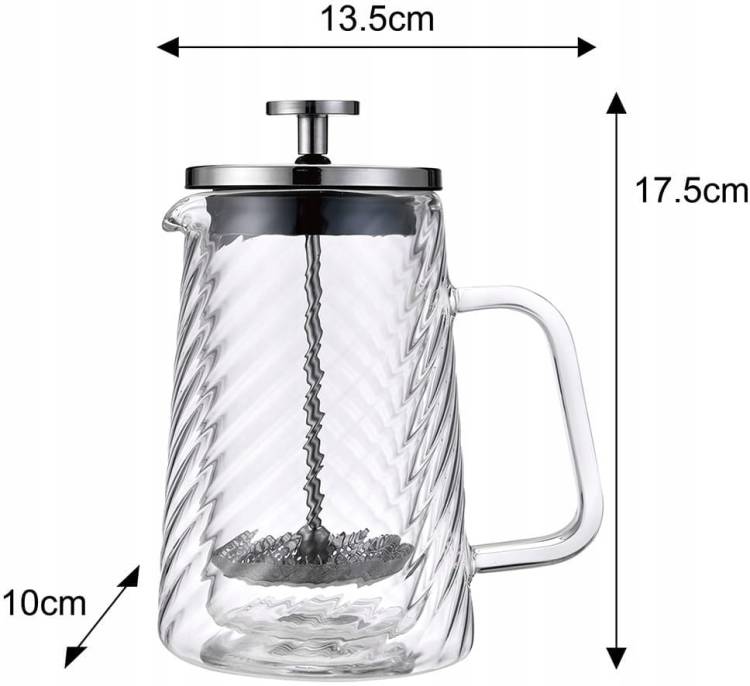 Srebrny Zaparzacz do kawy herbaty szklany 350 French Press KLAUSBERG 7762