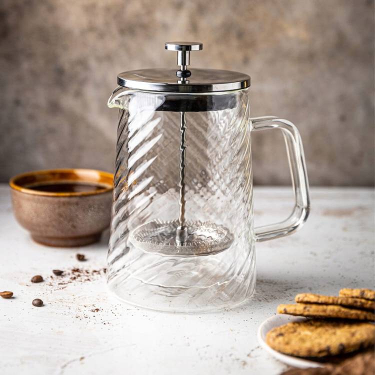 Srebrny Zaparzacz do kawy herbaty szklany 0,6 L French Press KLAUSBERG 7763
