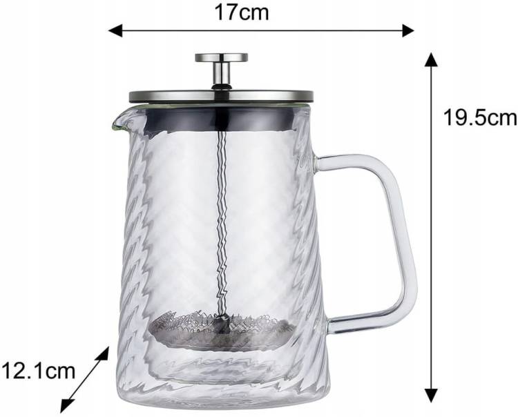 Srebrny Zaparzacz do kawy herbaty szklany 0,6 L French Press KLAUSBERG 7763