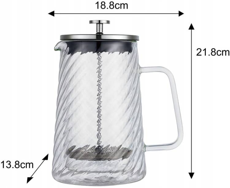 Srebrny Zaparzacz do kawy herbaty szklany 1 Lit French Press KLAUSBERG 7764