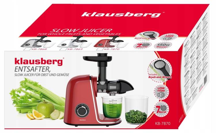 Sokowirówka Wolnoobrotowa 150W Sok warzyw owoców COLD PRESS KLAUSBERG 7870