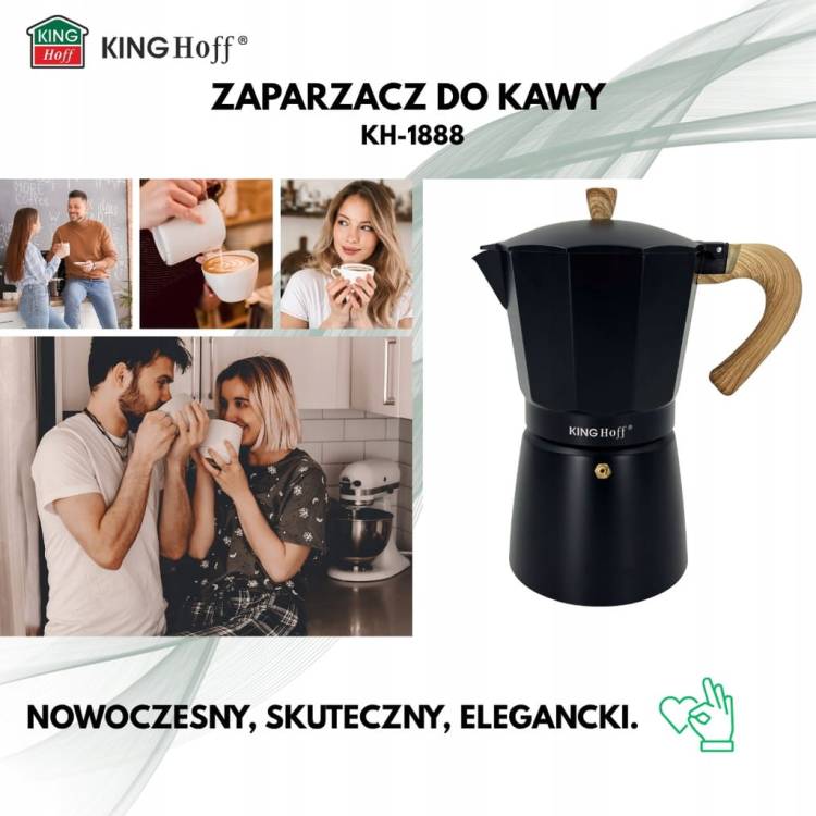 Kawiarka Zaparzacz do Kawy KINGHoff KH-1888 Indukcja 12 Filiżanek Espresso