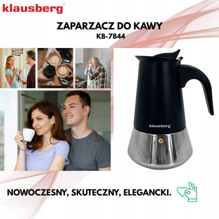 Kawiarka Klausberg KB-7844 stalowa do indukcji Gaz espresso 4 filiżanki