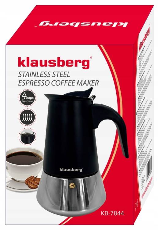 Kawiarka Klausberg KB-7844 stalowa do indukcji Gaz espresso 4 filiżanki
