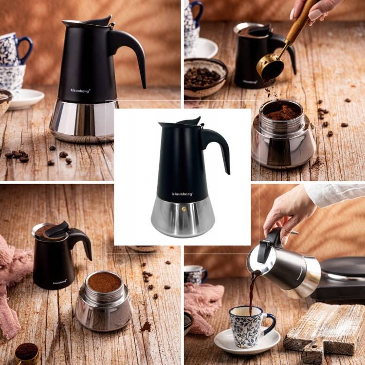 Kawiarka Klausberg KB7845 stalowa do indukcji Gaz espresso 6 filiżanek Kawy