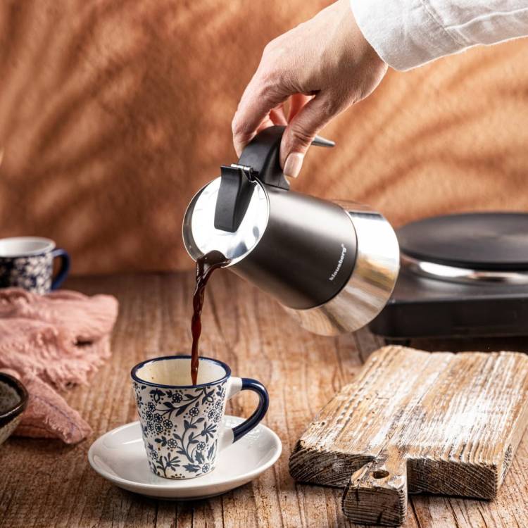 Kawiarka Klausberg KB7845 stalowa do indukcji Gaz espresso 6 filiżanek Kawy