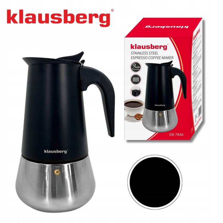 Kawiarka Klausberg KB7846 stalowa do indukcji Gaz espresso 9 filiżanek Kawy