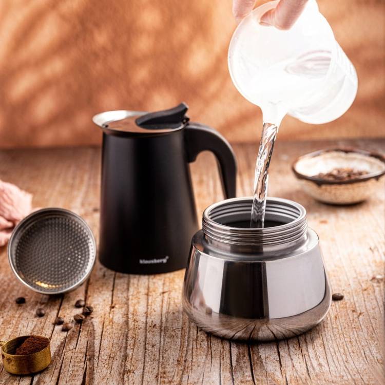 Kawiarka Klausberg KB7846 stalowa do indukcji Gaz espresso 9 filiżanek Kawy