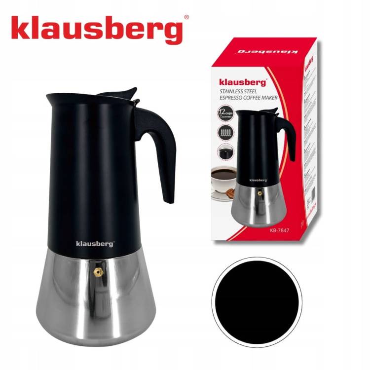 Kawiarka Klausberg KB-7847 stalowa indukcja Gaz espresso 12 filiżanek Kawy
