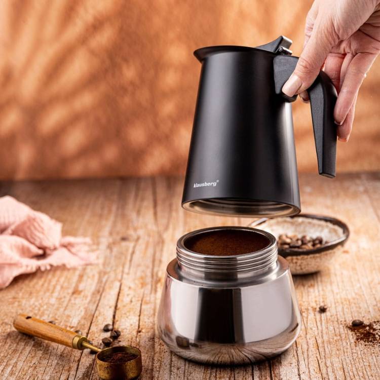 Kawiarka Klausberg KB-7847 stalowa indukcja Gaz espresso 12 filiżanek Kawy