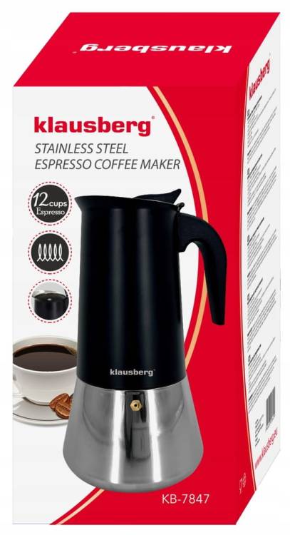 Kawiarka Klausberg KB-7847 stalowa indukcja Gaz espresso 12 filiżanek Kawy