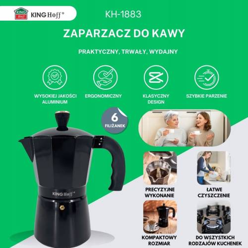Kawiarka Zaparzacz KINGHoff KH-1883 6 filiżanek Do indukcji Espresso 300 ml