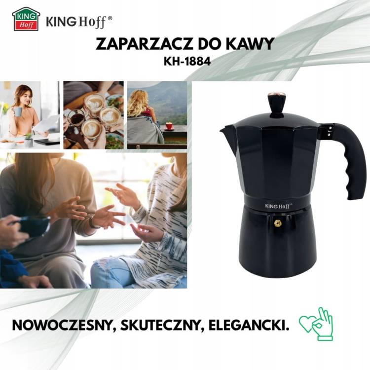 Kawiarka Zaparzacz KINGHoff KH-1884 9 filiżanek Do indukcji Espresso 450 ml