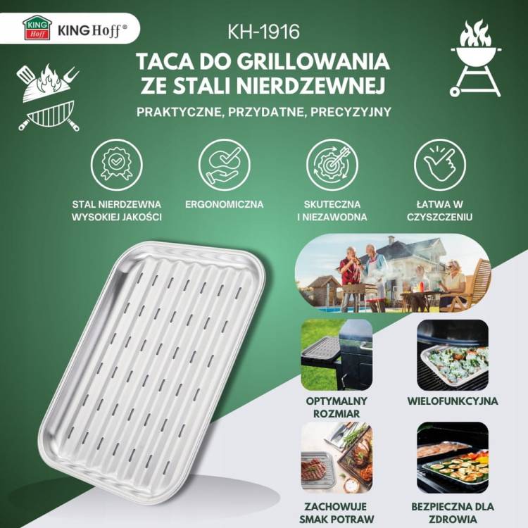 Taca do Grillowania ze Stali Nierdzewnej 34,2x24,5 cm Grill KINGHoff 1916