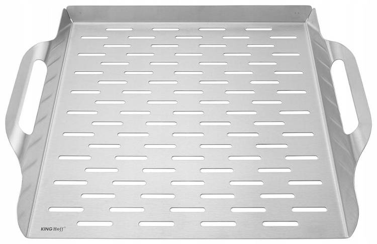 DUŻA SOLIDNA Taca Grillowa ze Stali Nierdzewnej 36,8x30,7x4,6 cm KINGHoff