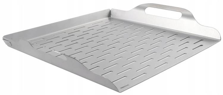 DUŻA SOLIDNA Taca Grillowa ze Stali Nierdzewnej 36,8x30,7x4,6 cm KINGHoff