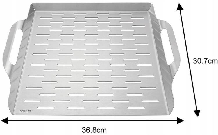 DUŻA SOLIDNA Taca Grillowa ze Stali Nierdzewnej 36,8x30,7x4,6 cm KINGHoff